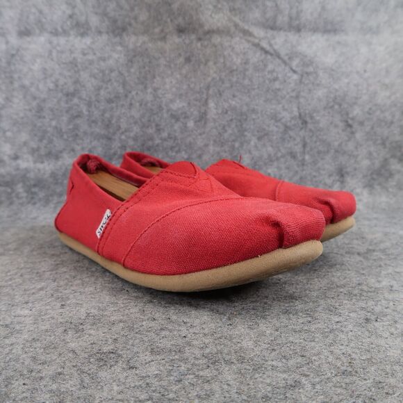 Toms Shoes Womens 7 Flats Slip On Casual Canvas Red Lifestyle Alpargatas Comfort - Picture 1 of 11
